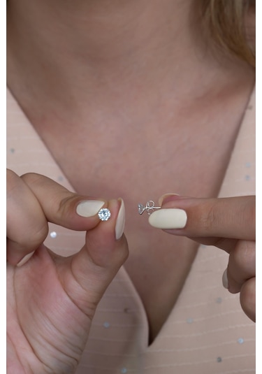 Tek Taş Gümüş Kolye Küpe Ve Yüzük Seti Ags02