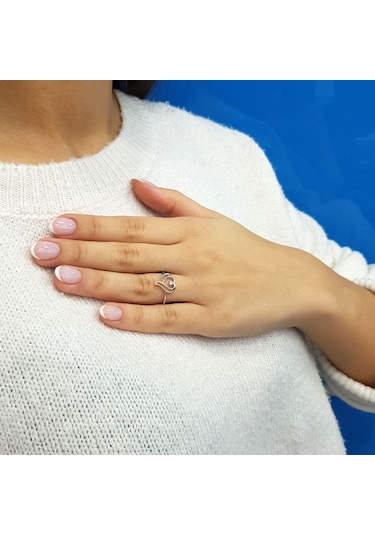 Lova Tek Taşlı Pırlanta Çifte Kalp Yüzük - 1040305