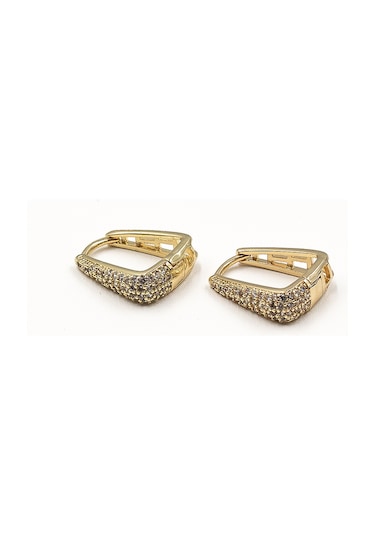 Modern Üçgen Formlu Xuping Küpe - Gerçek Zirkon Taşlı Gold çok renkli