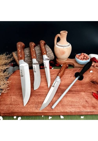 Sürlaz Sürmene Bıçak Seti Kasap Bıçağı Et Bıçağı Kahverengi - Siyah