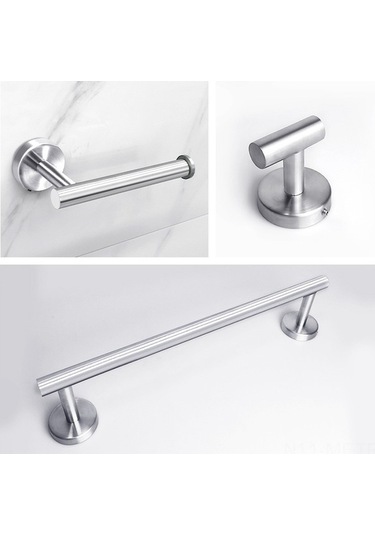 Novahub 4'lü Set Paslanmaz Çelik Banyo Havlu Askısı - Gümüş Renk Pratik Kullanım Gümüş