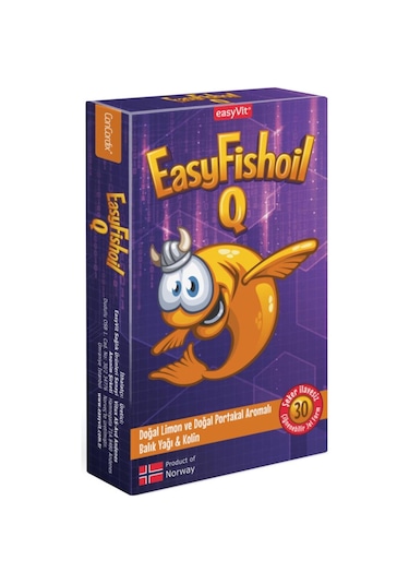 Easyfishoil Q Kids dha Kolin B6 B12 Vitamini ve Folik Asit  Çiğnenebilir 30 Tablet