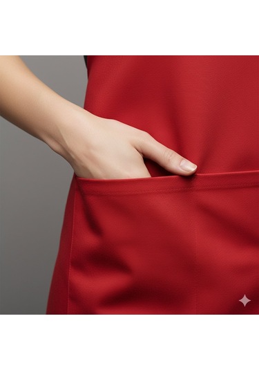 Kadın Boyundan Asmalı Barista Şef Mutfak Önlüğü 60x85 Cm Kırmızı