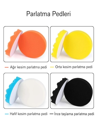 Batcell MK-75 Oto Araç Araba Pasta Cila Polisaj Süngeri Keçesi Pedi 11 Parça
