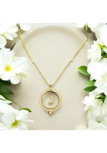 Masaliko Ay Gümüş Kolye Ms3244, 925 Ayar Kadın Gümüş Kolye, Altın