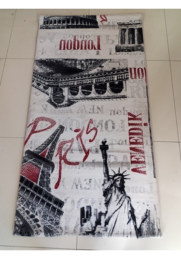 Aslan Home Yatak Odası Takımı Üç Lü Yolluk , Paris Desenlli Figürlü Akrilik Kaliteli Küçük Halı