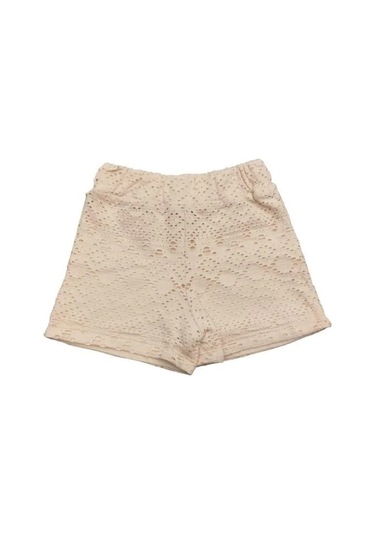 Kız Bebek Askılı Dantelli Şortlu Takım-13871 Bej
