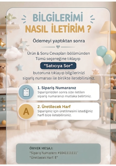 Kişiye Özel Bebek Odası Harf Organizer / 20 Cm Biyoplastik Açık Mavi