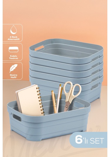 Vienev 6'lı 2,8 Litre Saklama Kutusu Mavi Mavi