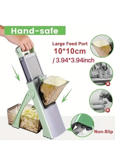 Trendooze Gaojunshop01 Senbowe Yeşil Sebze Doğrayıcı, 3-16mm Kalınlık Ayarı Yeşil