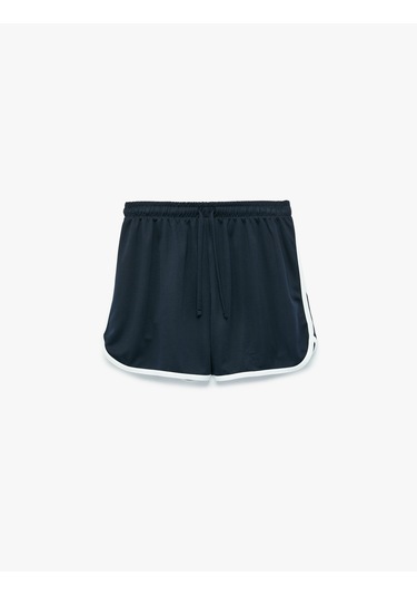 Koton Beli Bağcıklı Rahat Kalıp Biyeli Spor Mini Şort Lacivert 6sak40436nk