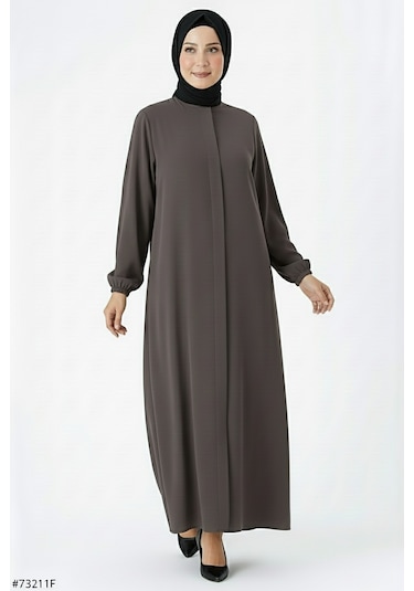 Medine İpeği Mevlana Kesim Cepli Kuşaklı Bol Ferace 4000-vizon Bej