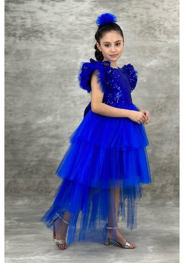 Pullu Kuyruklu Tütülü Kız Çocuk Elbisesi 001