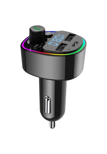 Monyee Araç Mp3 Çalar Bluetooth 5.0 Fm Transmitter, Çift Usb 3.0a, 7 Renkli Işık, Tf/usb, Gerçek Zamanlı Voltaj Monitörü, Dürtme Kontrolü Döndürme Tuşlu