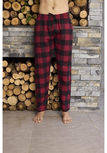Kly Ekose Pazen Kalın Erkek Pijama Altı 307 Bordo