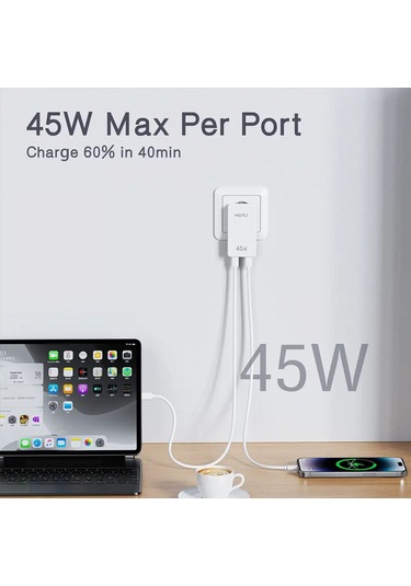 Hp-c33 45 Watt Gan Şarj Adaptörü 100 Cm Kablo 2-port Fast Charger