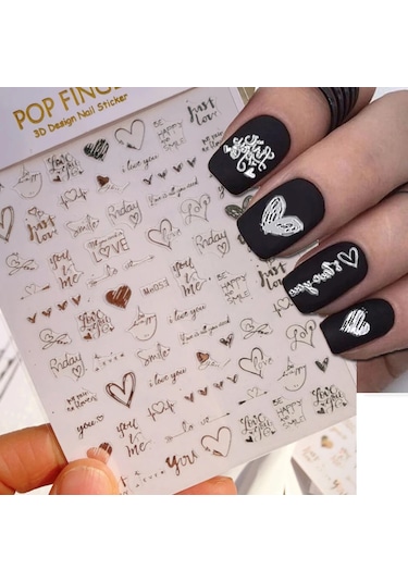 3d Nail Art Kaydırıcılar Çıkartmalar Geometrik Çizgiler İngilizce Kelimeler Siyah Harfler Mermer Çıkartmaları Tırnak Dekorasyon Manikür Için Tatlı Ve Sulu Chına