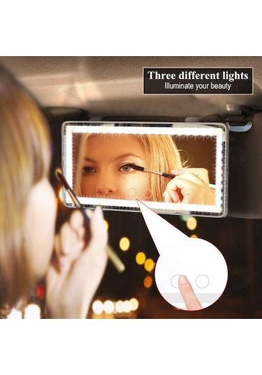 Vkemall Araba Güneşlikli Makyaj Aynası - Tüm Arabalar İçin Şarj Edilebilir Led Işıklı Ma