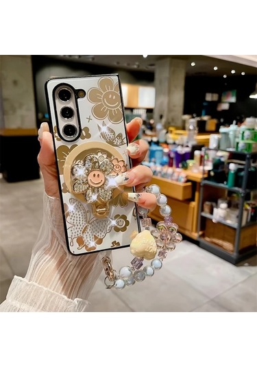 Turcoshop11 Samsung Galaxy Z Fold 4 İçin Ruhua Manyetik Kılıf, Ayaklı Bileklik Koruma