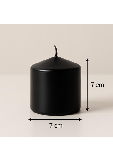 Silindir Mum 7x7 Cm Siyah Siyah