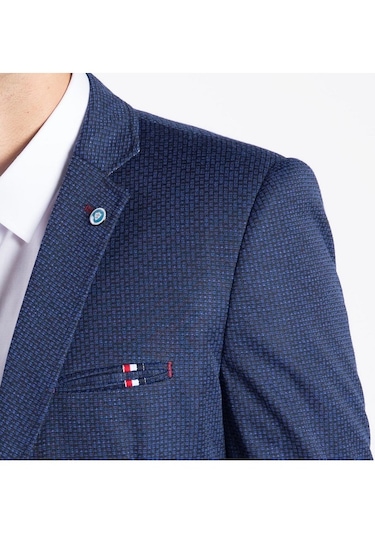 Sposo 5102 Dar Kalıp Örme Kumaş Lacivert Erkek Blazer Ceket Lacivert