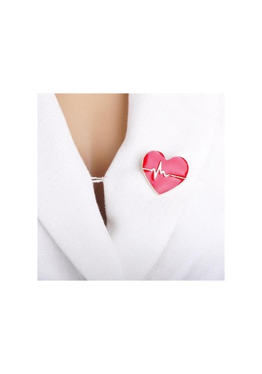 Blucome Kırmızı Emaye Aşk Kalp Atışı Şekli Broş Korsaj Doktor Hemşire Hastane Rozeti Özel Tasarım Kalpler Broş Yaka Klip Kırmızı