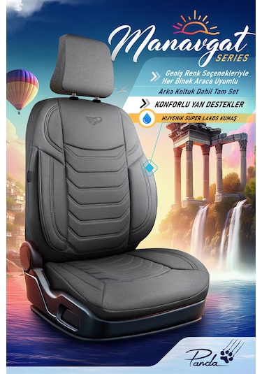 Füme - Füme Panda Manavgat Serısı Lakos Kumaş Oto Koltuk Kılıfı - Tam Set