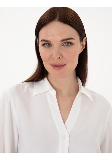 Pierre Cardin Kadın Beyaz Gömlek Desenli 50311566-vr013 Beyaz