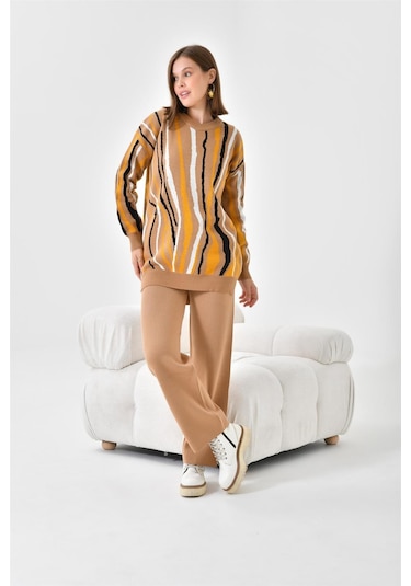 Ftz Women Kadın Zebra Desen İkili Takım Bisküvi 20503-bisküvi Kahverengi