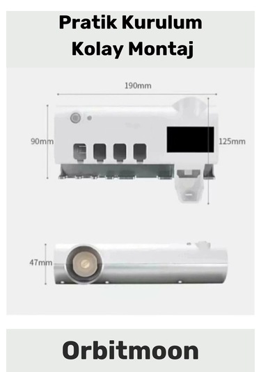 Yeni Seri Güneş Enerjili Usb Şarjlı Diş Macun Sıkacağı Sterilizatörlü 4 Adet Diş Fırçalığı Tutucu Çok Renkli