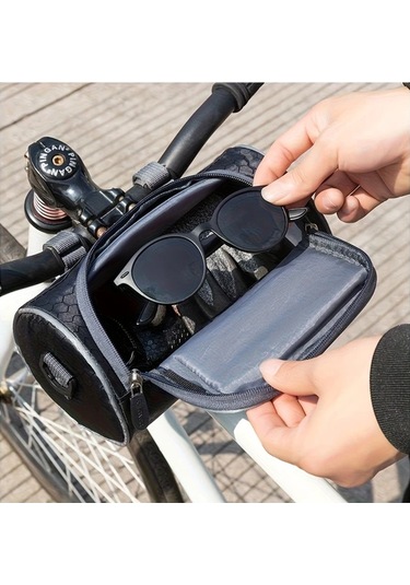 Willowhaven 1pc Siyah Yüksek Kalite Bisiklet Gidon Çantası - Ayarlanabilir Esnek Kayış Dayanıklı Motor Ve Bisiklet Ön Montaj Depolama Poşu Haki