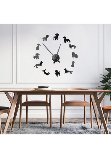 Kendin Yap Dachshund Duvar Sanatı Sosis Köpek Yavrusu Köpek Evcil Hayvan Aynalı Çerçevesiz Dev Duvar Saati Sausaby Diğer