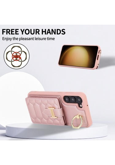 Samsung Galaxy S22 5g Dikey Kart Çantası Halka Tutucu Telefon Kılıfı İçin Çift Kordonlu