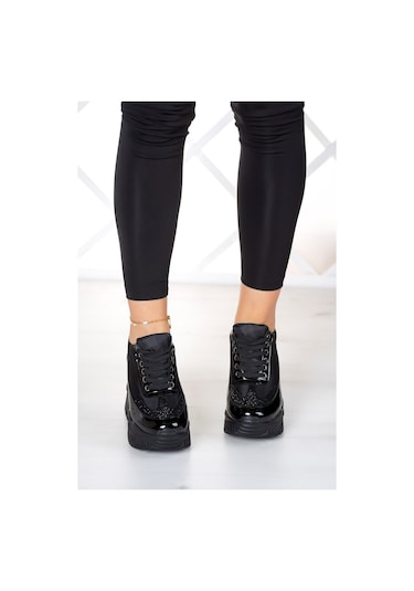 Erkan Saçmacı Tatyana Siyah Taşlı Gizli Dolgu Günlük Ayakkabı Siyah