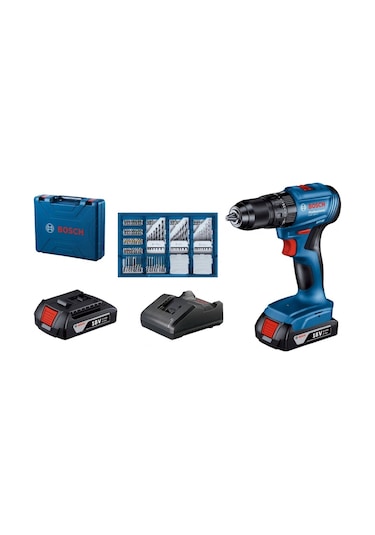 Bosch GSB 185 +2x 2.0 Ah + 82 Parçalı Aksesuar Seti Profesyonel Set - 0615990N2P
