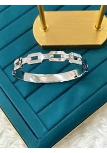 Çelik Silver Bileklik Modern Geometrik Bağlantılı Çok Renkli
