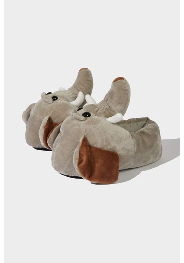 Defacto Erkek Çocuk Fil Temalı Düz Taban Panduf F1939a825wngr2 Gri-gr2