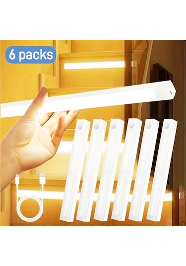 Willowhaven 6'li Akıllı Led Hareket Sensörlü Dolap Işığı 10cm Manyetik Usb Şarj Edilebilir