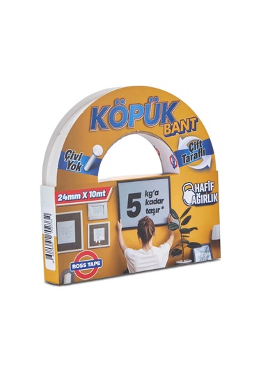 Boss Tape 2732 Çift Taraflı Köpük Bant 24mmx10m Hafif Ağırlık 5kg