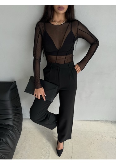 Kadın Palazzo Pantolon Oversize Kesim Siyah