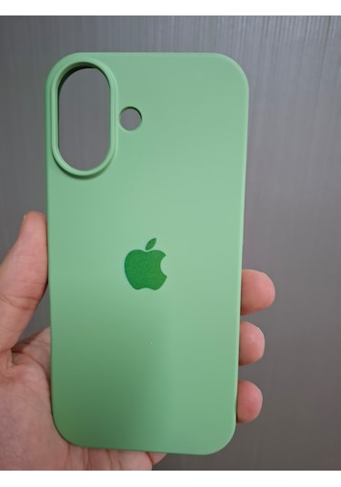 İphone 17 Uyumlu Logolu İçi Kadife Silikon Lansman Kılıf Açık Yeşil