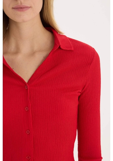 DeFacto Coool Fitted Bürümcük Uzun Kollu Gömlek A0012AX25SPRD51