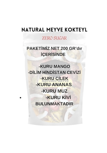 Selkur Karışık Kuru Meyve Natural Meyve Kokteyl 200 G