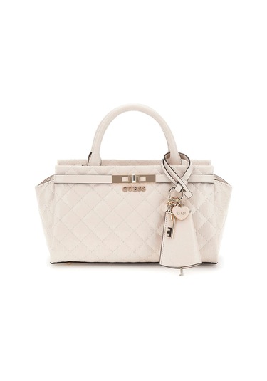 Kadın Kilit Aksesuarlı Kapitone Monogram Desenli El Çantası - Krem Krem