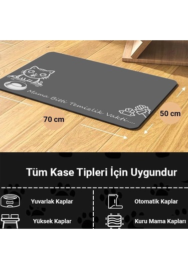 Matgo Pati Temizlik Vakti Evcil Hayvan Beslenme Matı Mama Paspası 50 x 70 CM