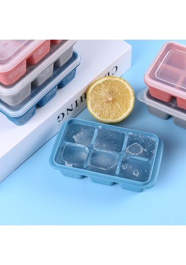 Besthome1 Esnek Tabanlı 6'lı Silikon Buz Kalıbı Seti - Kare Ve Yuvarlak, Uygun Herkes İçin, Kırmızı-mavi-gri 3 Renkli Paket Çok Renkli