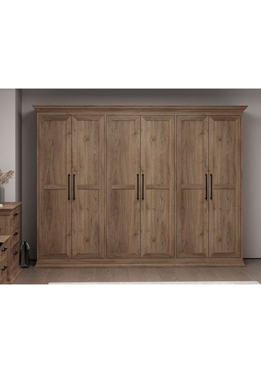 Retro 6 Kapaklı Dolap - Rahle Ceviz Ceviz