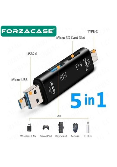 Forzacase FC983 5in1 Usb Micro Sd/ Tf Usb 3.0 Type-c Micro Usb Kart Okuyucu