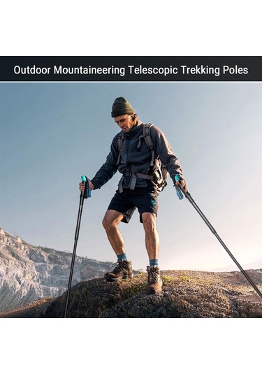Dağcılık Teleskopik Yürüyüş Bastonları Alüminyum Alaşımlı Dağ Yürüyüşü Sopası Katlanabilir Yürüyüş Bastonu Siyah