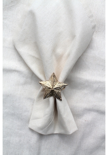 6 Adet Dekoratif Gold Star Nova Peçete Halkası - Napkin Ring